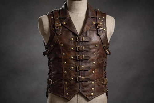 Herren steampunk leder weste - herren,